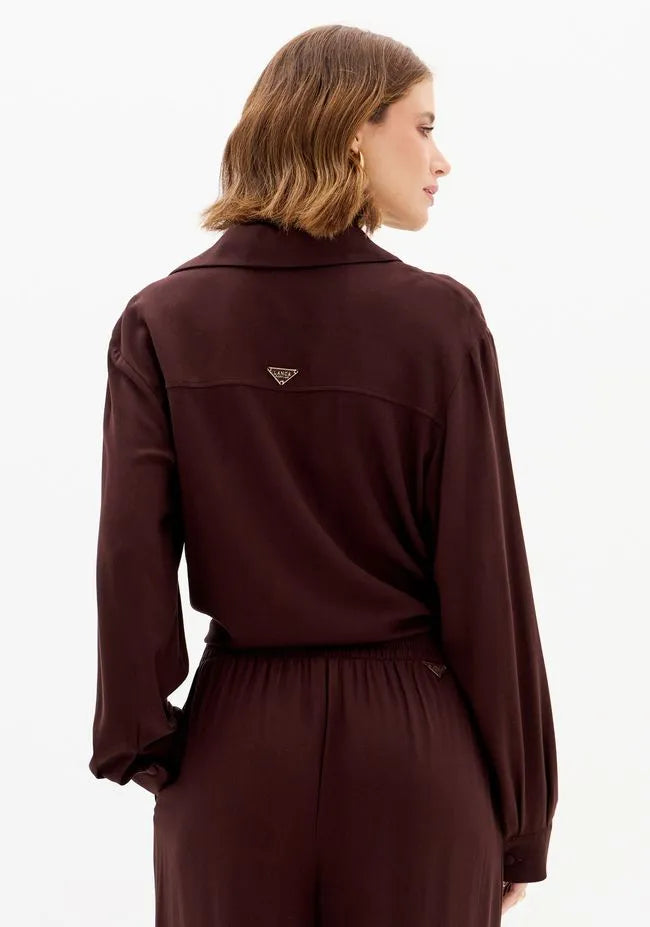 Long Sleeve Blouse with Tie Front and Buttons Lança Perfume