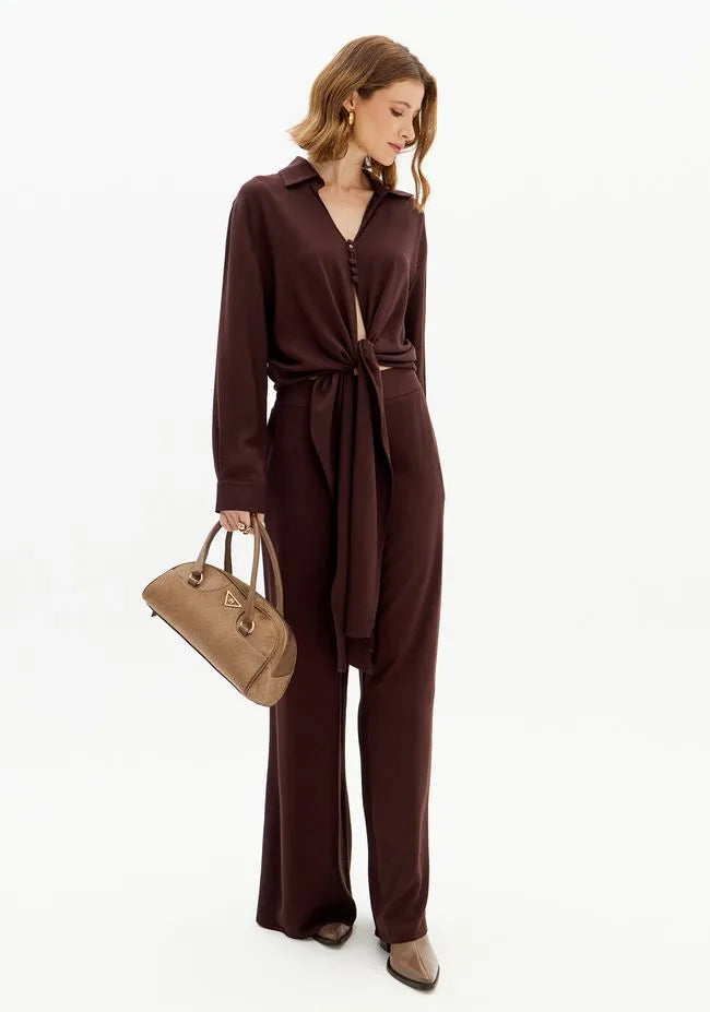 Wide-Leg Trousers Brown-coffee Lança Perfume
