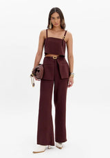 High-Waisted Straight-Leg Pants with Overlay Detail Lança Perfume