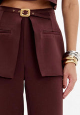 High-Waisted Straight-Leg Pants with Overlay Detail Lança Perfume