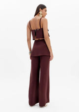 High-Waisted Straight-Leg Pants with Overlay Detail Lança Perfume
