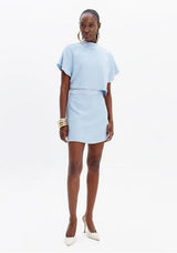 Short Sleeve Top with High Neck and Crystal Details Lança Perfume