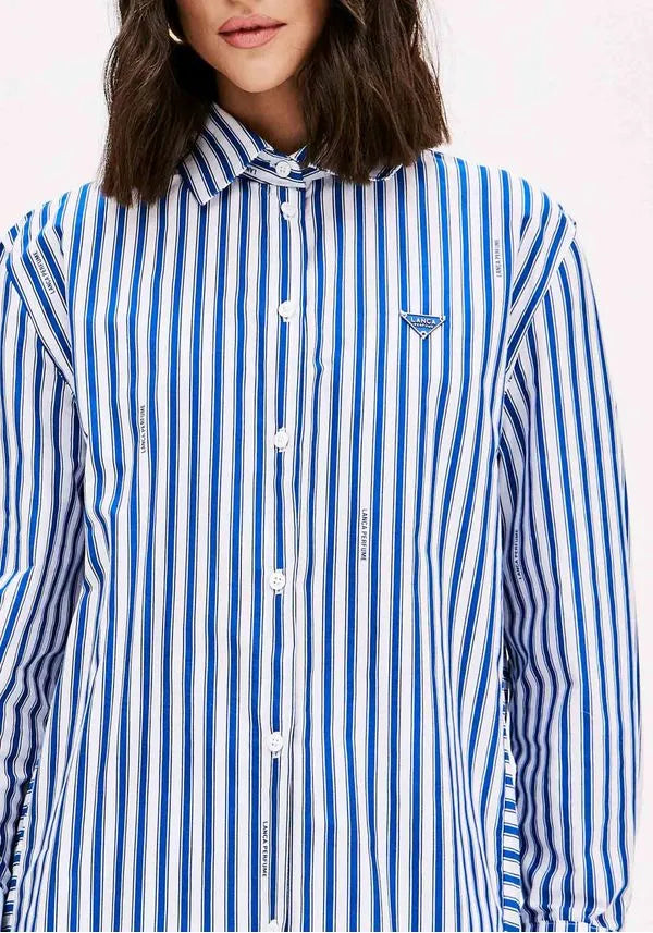 Camisola Longline Pinstripe de Manga Comprida Lança Perfume