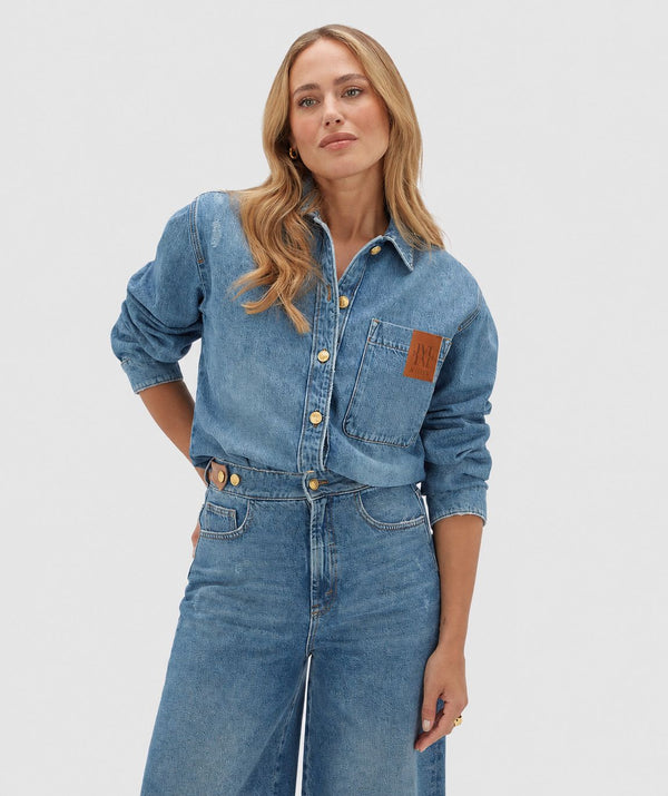 Dessie Oversized Denim Blouse - Blue Denim JOSH V