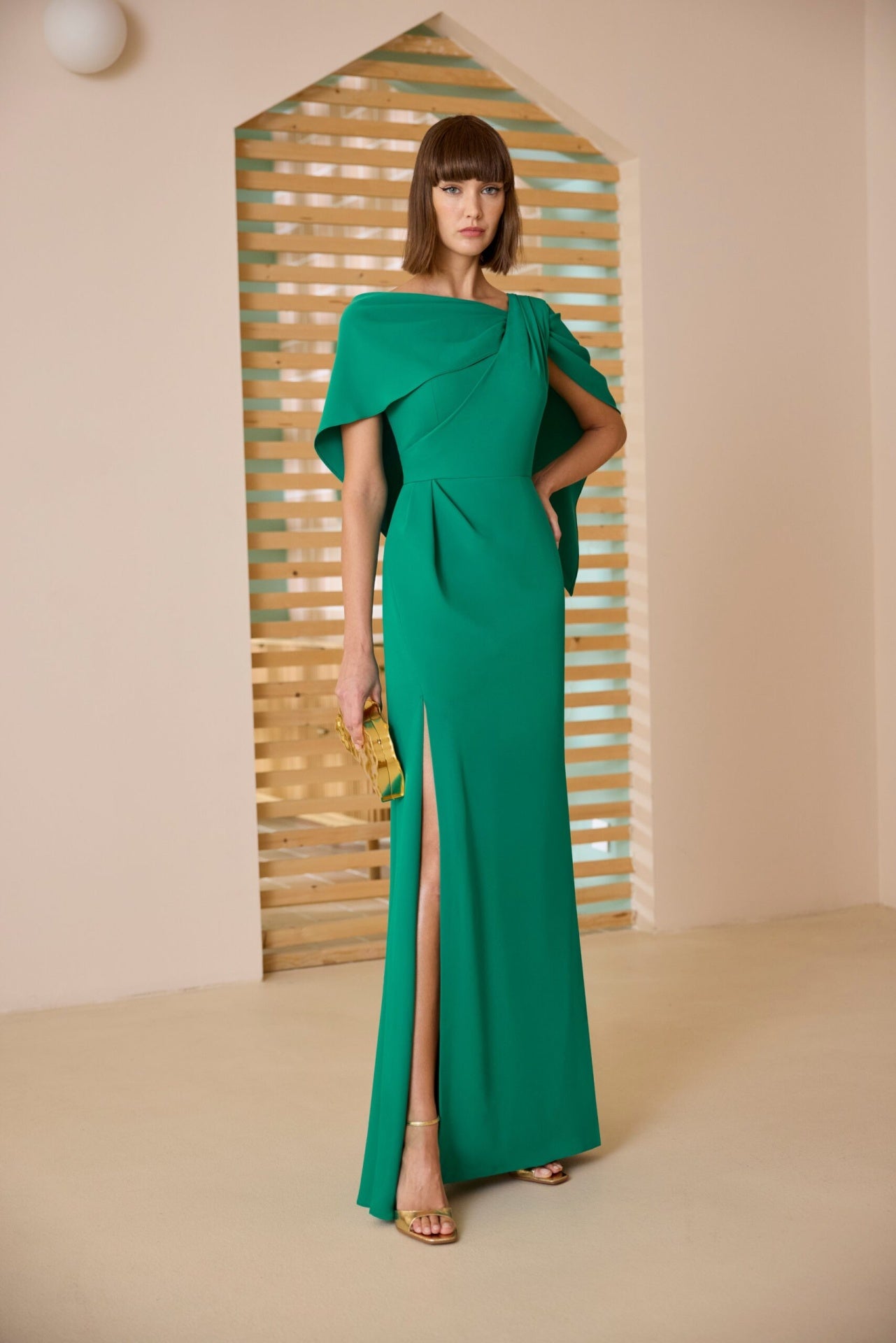 Cape-Effect Floor-Length Gown Carla Ruiz
