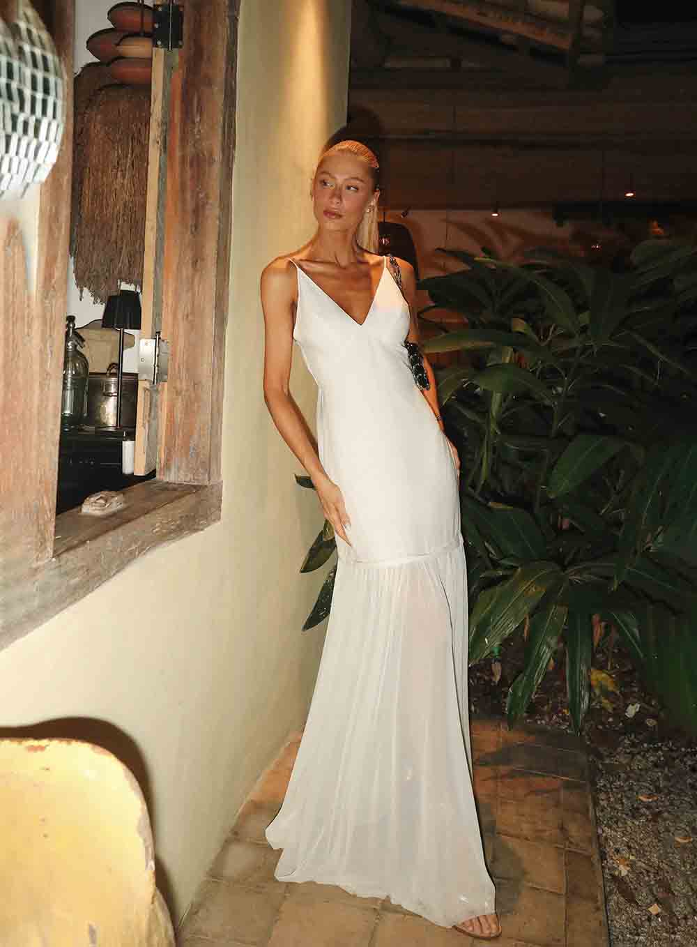 Tulle & Linen Maxi Dress Colcci
