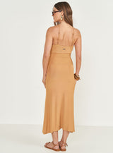 Halter-Neck Midi Dress with Front Ruching Colcci