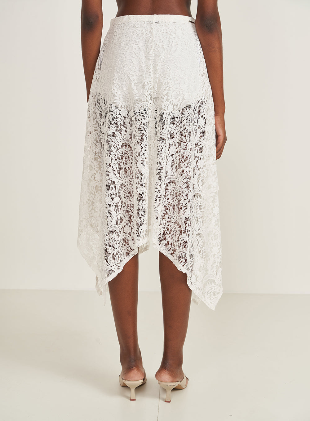 Asymmetrical Lace Midi Skirt Colcci