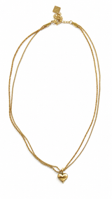 Double Layer Fine Chain Shimmering Heart Necklace Jetlag