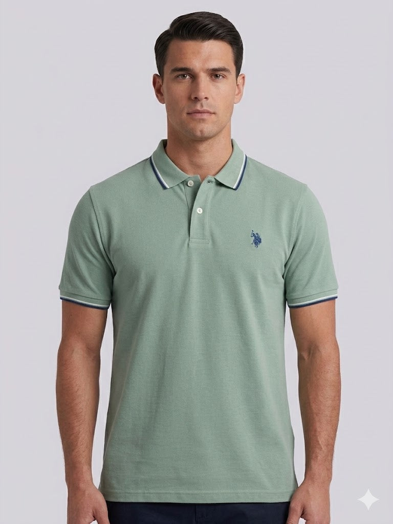 Signature Stripe Rib Tipped Trim Polo Shirt U.S. Polo Assn.