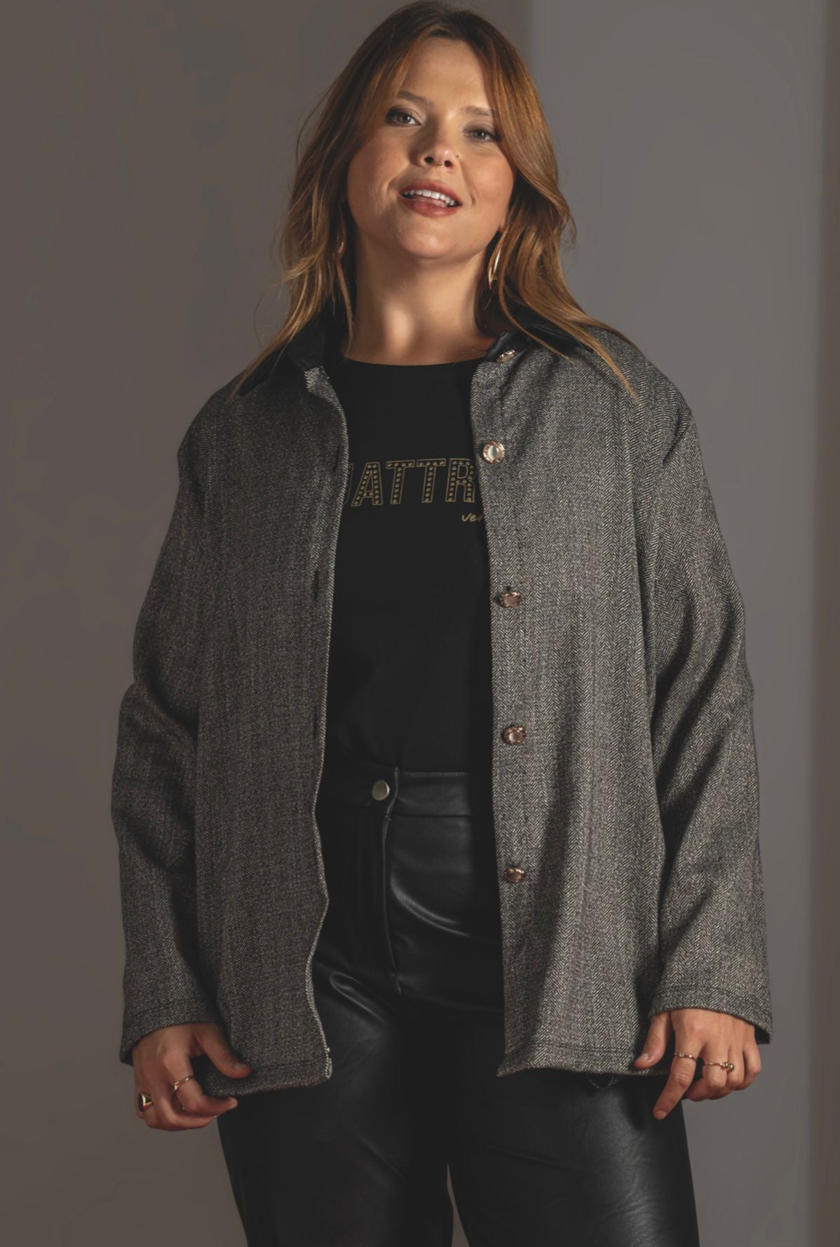 Long-Sleeve Striped Button-Front Jacket Quattro Venti