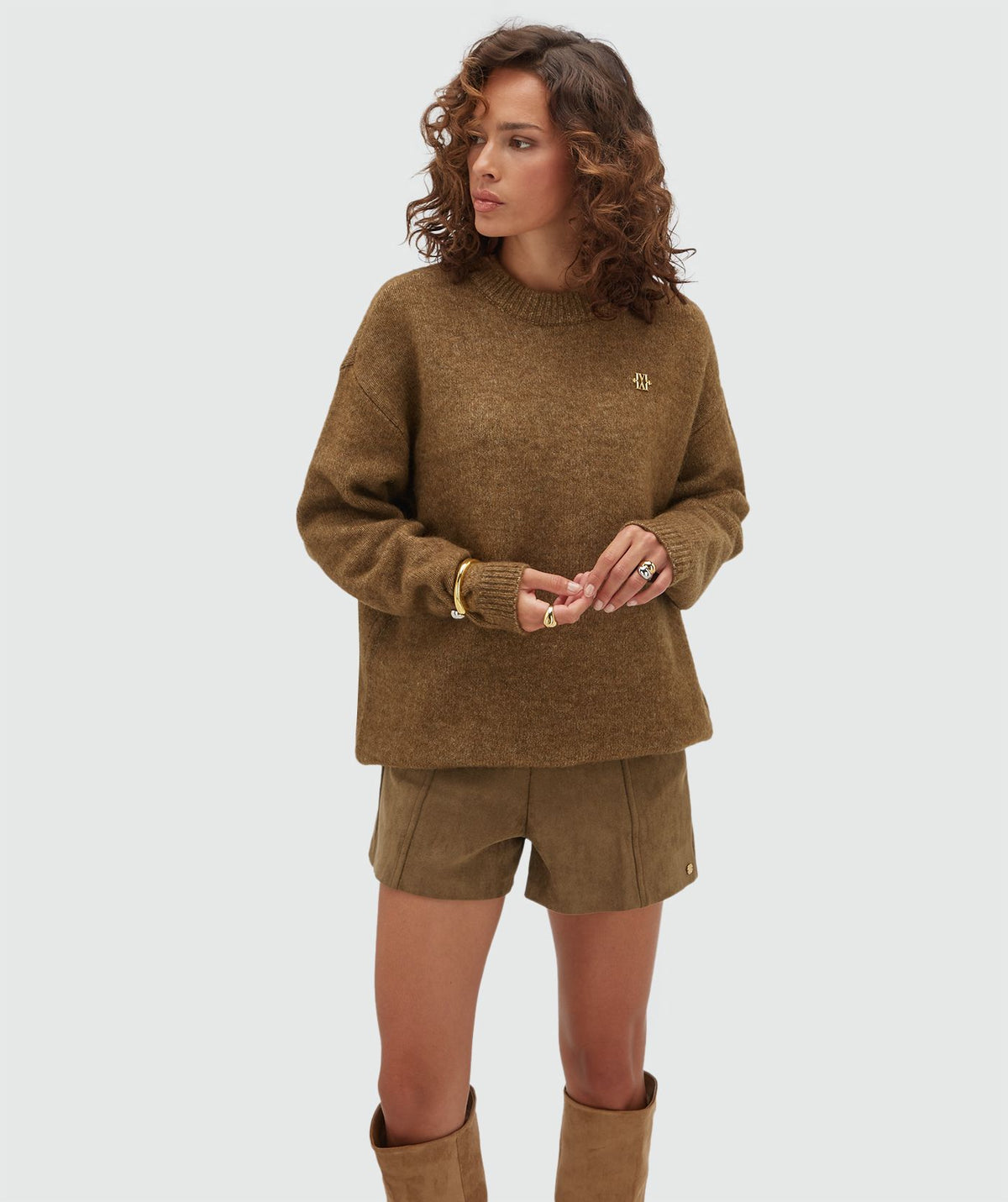Camisola oversized ELINA com lã - cáqui JOSH V