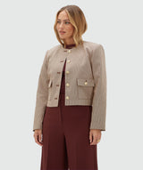 Elira Cropped Blazer with Stripes - Burgundy Stripe JOSH V