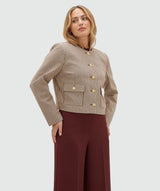 Elira Cropped Blazer with Stripes - Burgundy Stripe JOSH V