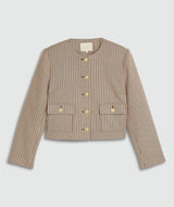Elira Cropped Blazer with Stripes - Burgundy Stripe JOSH V