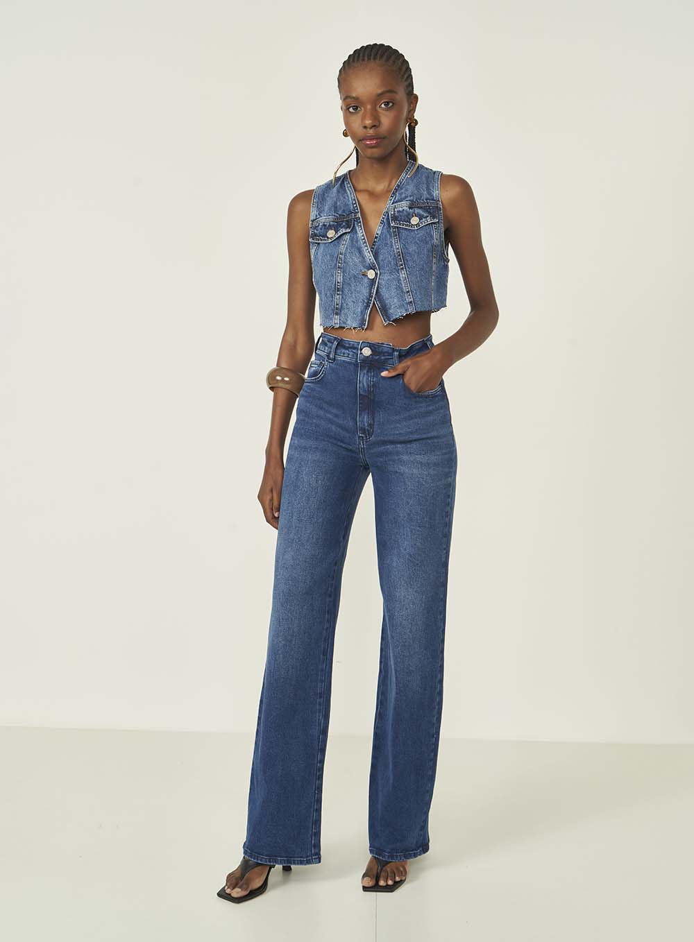 Jeans de Perna Direita Cintura Alta Berlim Colcci
