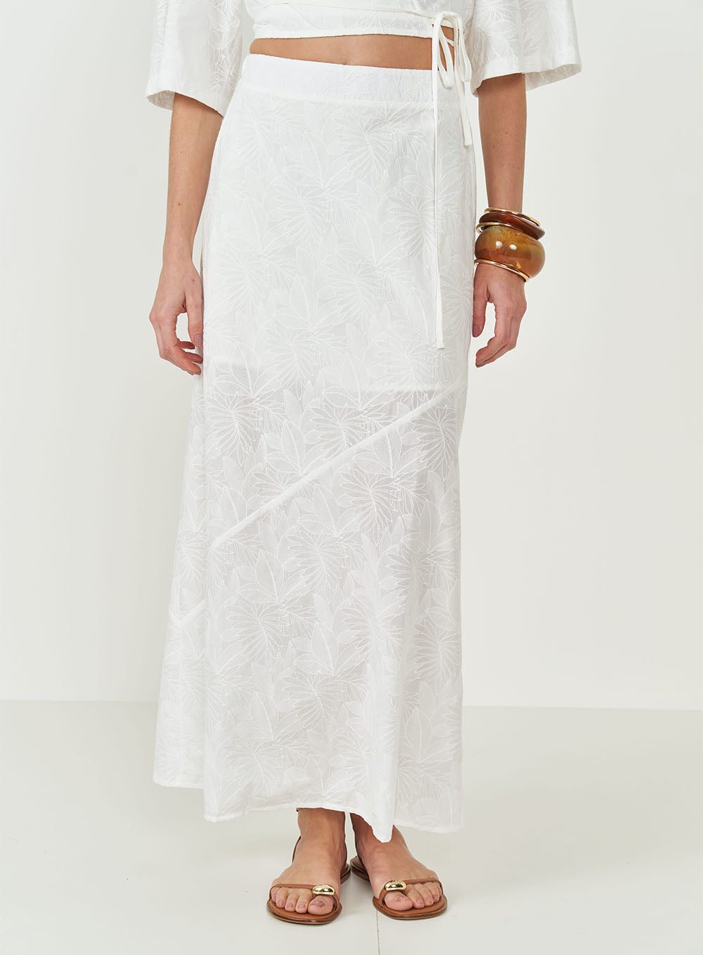 Joana Embroidered Midi Skirt Colcci