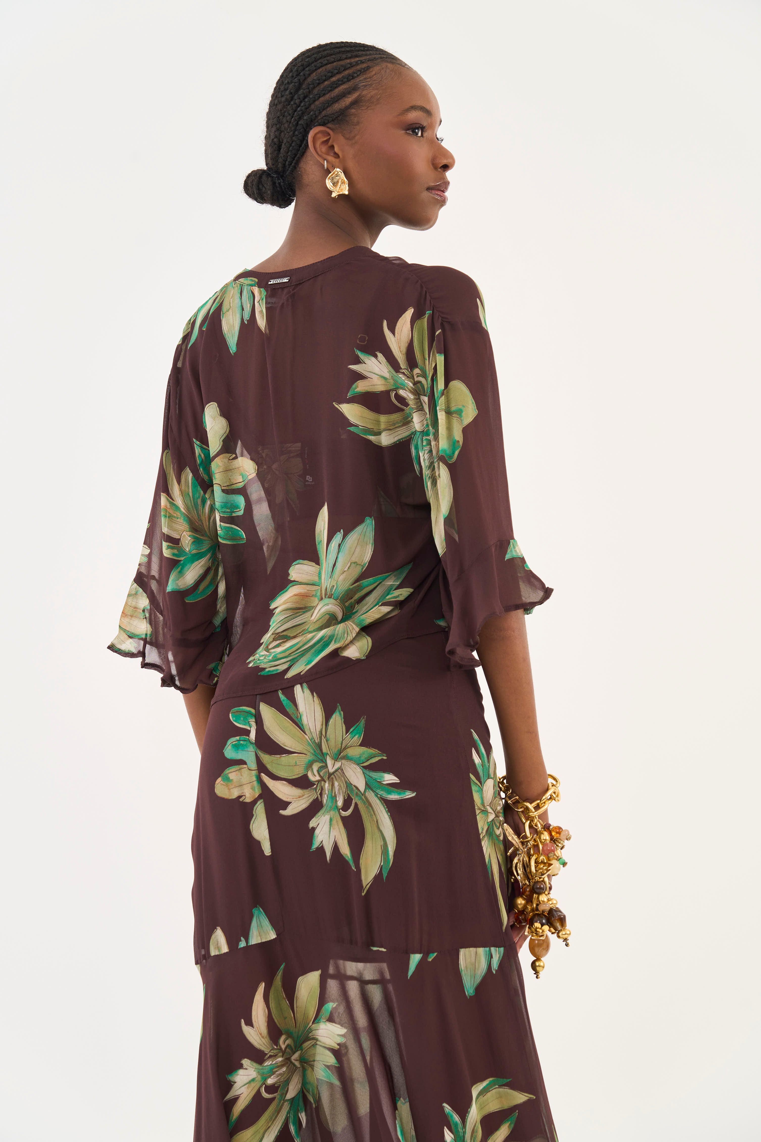 Printed Long Sleeve Ruffle Blouse Colcci