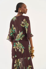 Printed Long Sleeve Ruffle Blouse Colcci