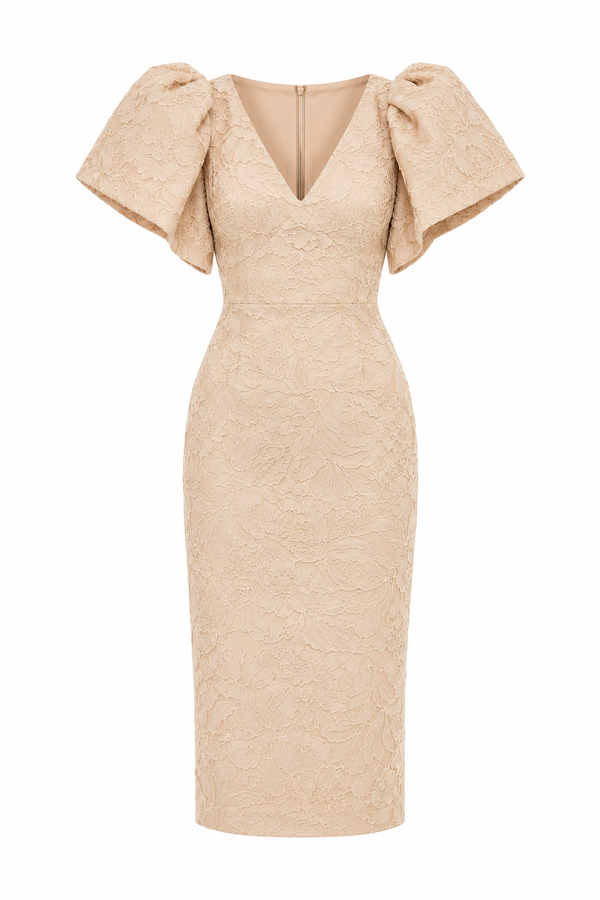 Midi Dress with Flutter Sleeves Carla Ruiz