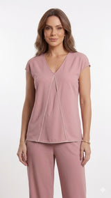 Soft Pink Sleeveless Fluid Blouse Quattro Venti
