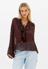 Sheer Flowy Chiffon Boho Blouse Lança Perfume
