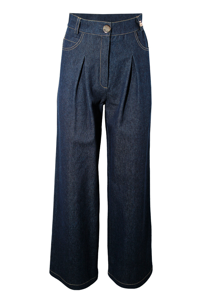 Calça denim wide leg Sahoco