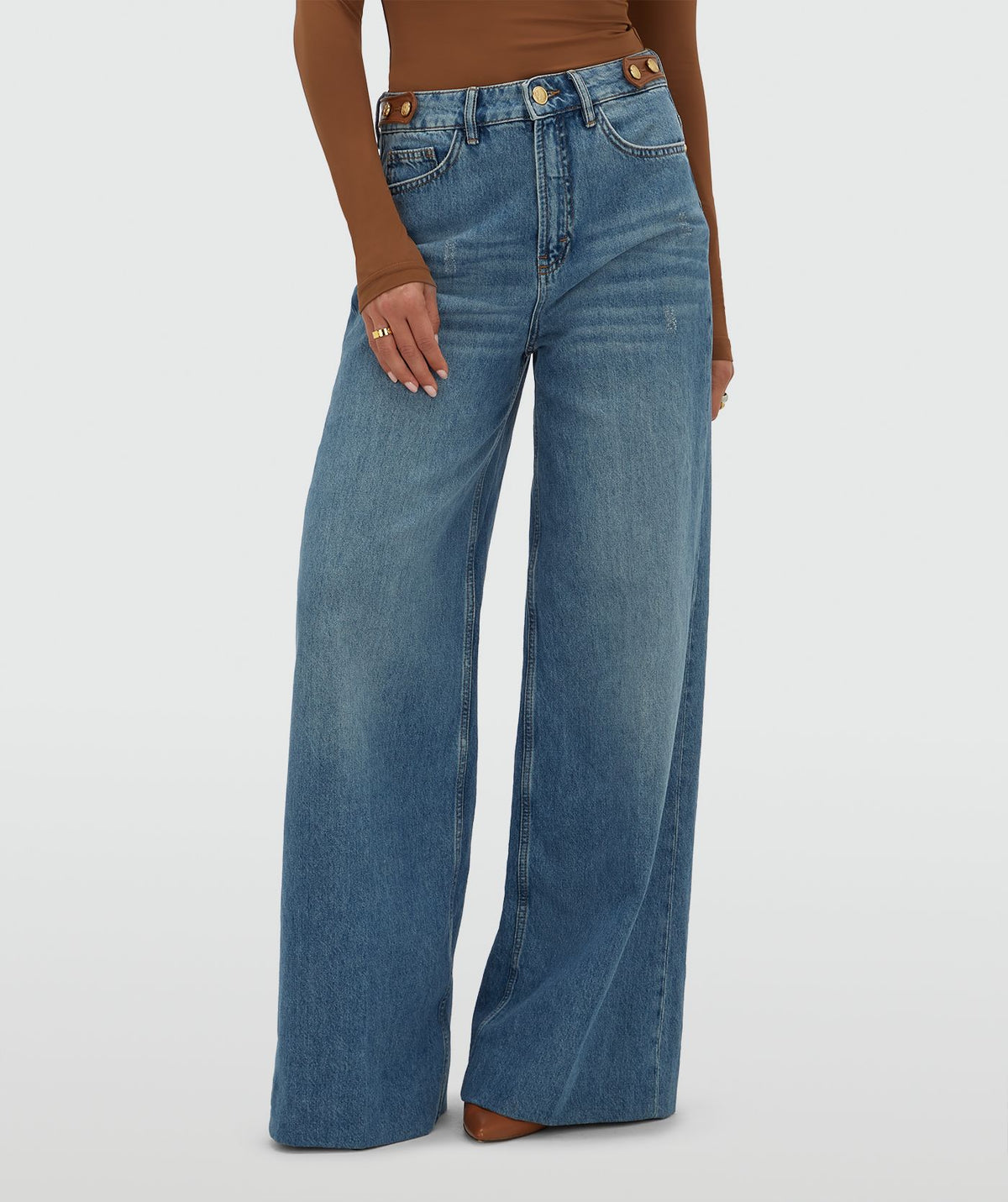 Gloria High-Waisted Wide-Leg Jeans - Blue Denim JOSH V