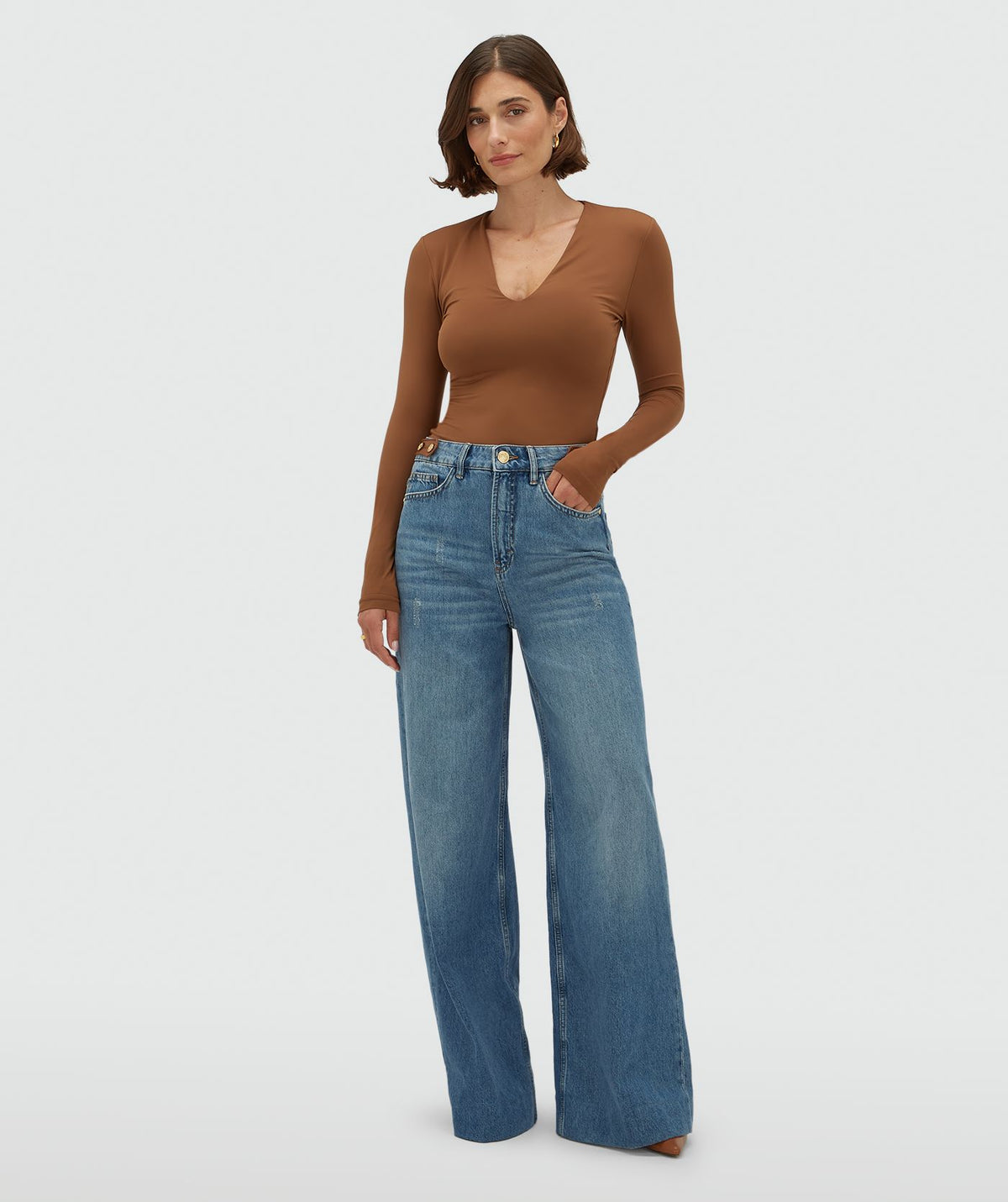 Gloria High-Waisted Wide-Leg Jeans - Blue Denim JOSH V