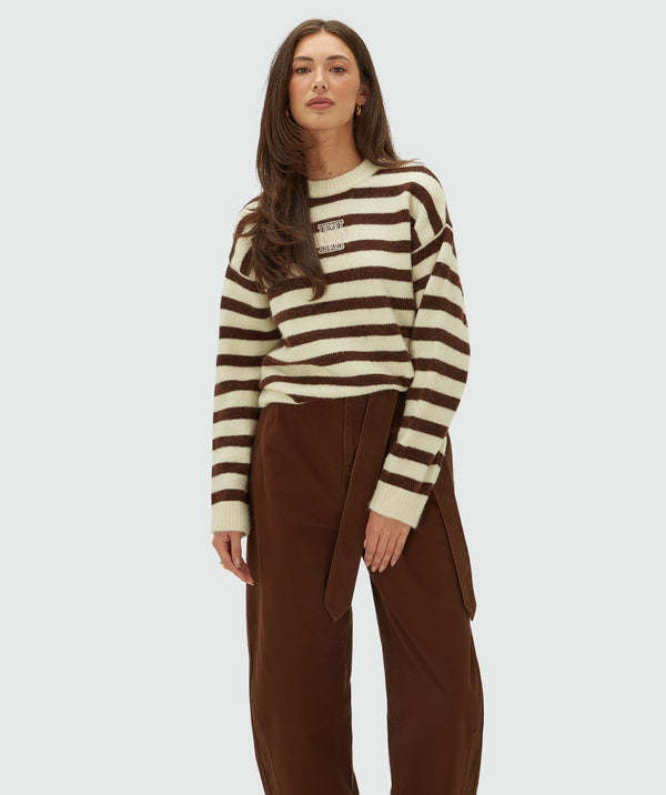 Ize Oversized Striped Sweater - Brown Stripe JOSH V