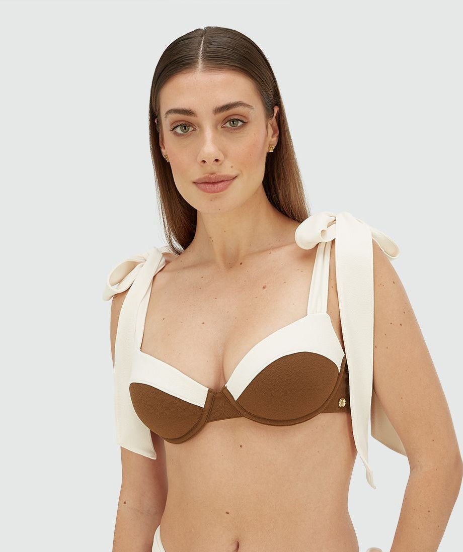 Padded Bra-Style Bikini Top - Brown Ecru JOSH V
