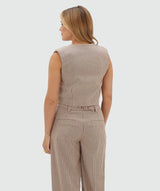 Jorja Cropped Waistcoat with Stripes - Burgundy Stripe JOSH V
