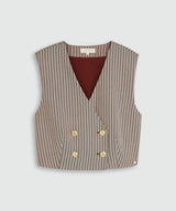 Jorja Cropped Waistcoat with Stripes - Burgundy Stripe JOSH V