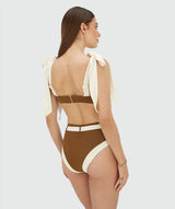 High-Waisted Bikini Bottoms - Brown Ecru JOSH V