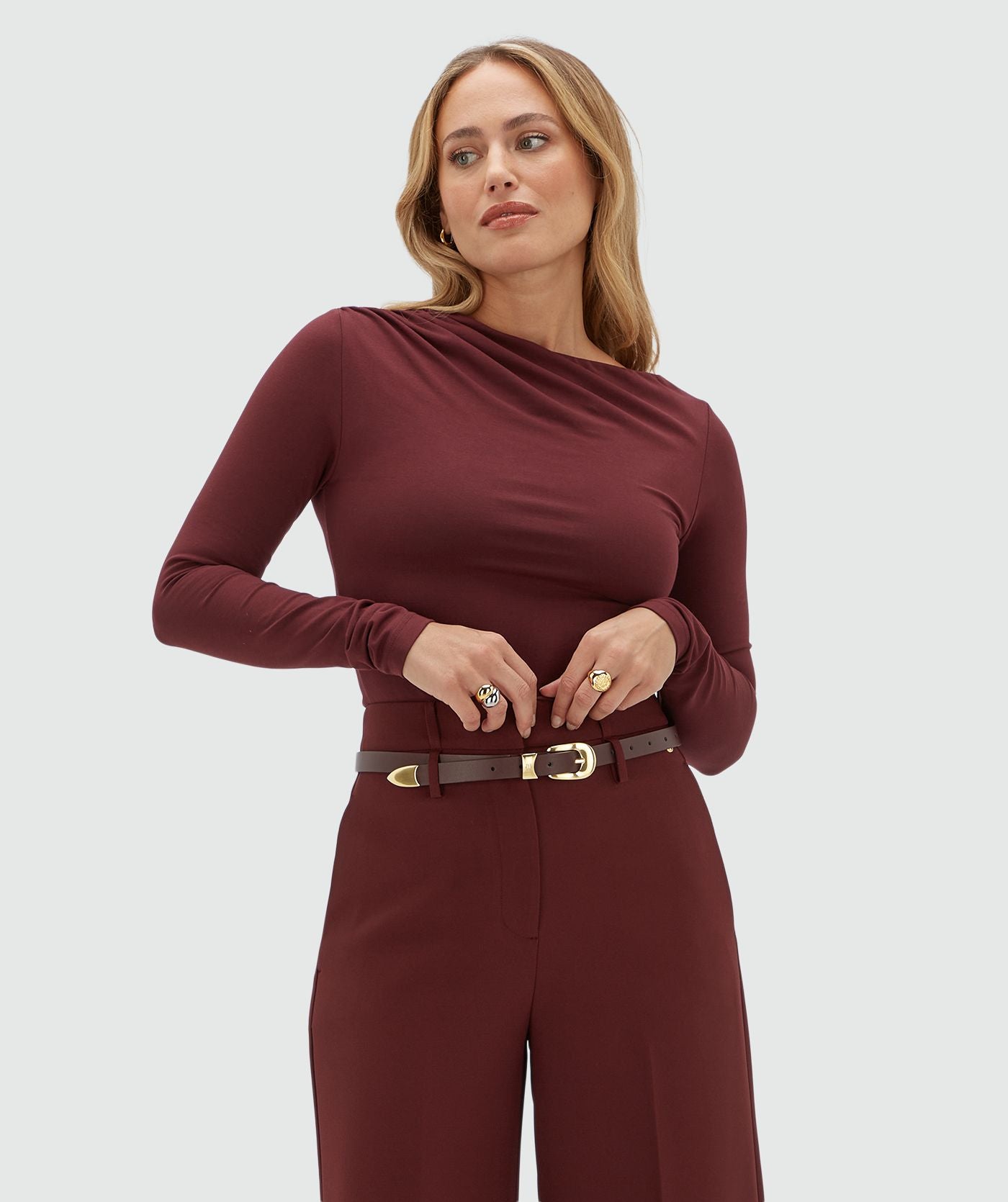 Lenie Slim Fit Top - Burgundy JOSH V
