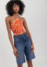 High-Waisted Denim Jorts with Belt Loops Lez a Lez