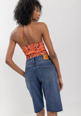High-Waisted Denim Jorts with Belt Loops Lez a Lez