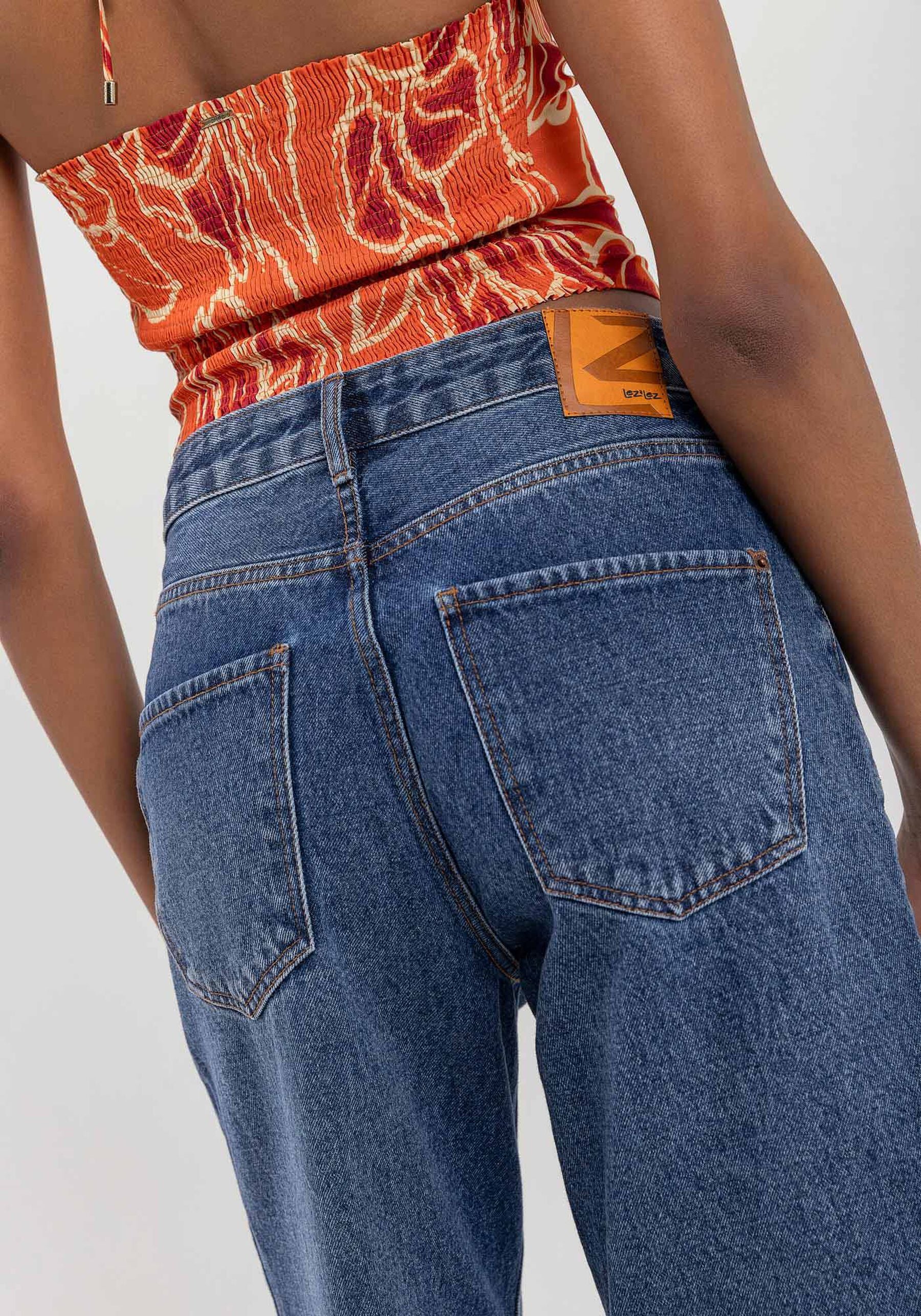 High-Waisted Denim Jorts with Belt Loops Lez a Lez