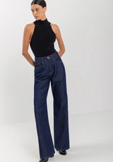 Wide Leg High-Waist Jeans with Distinctive Stitching Lez a Lez