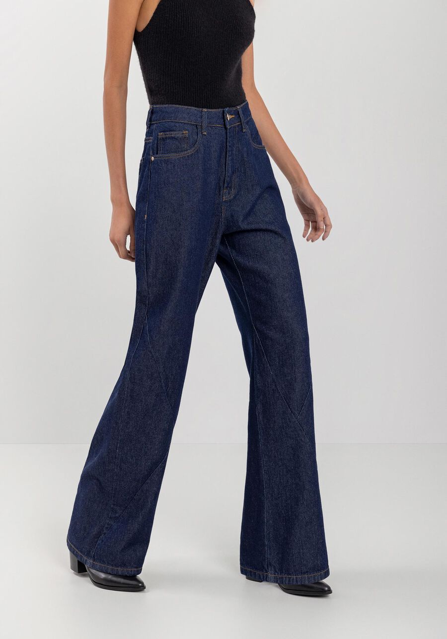 Wide Leg High-Waist Jeans with Distinctive Stitching Lez a Lez