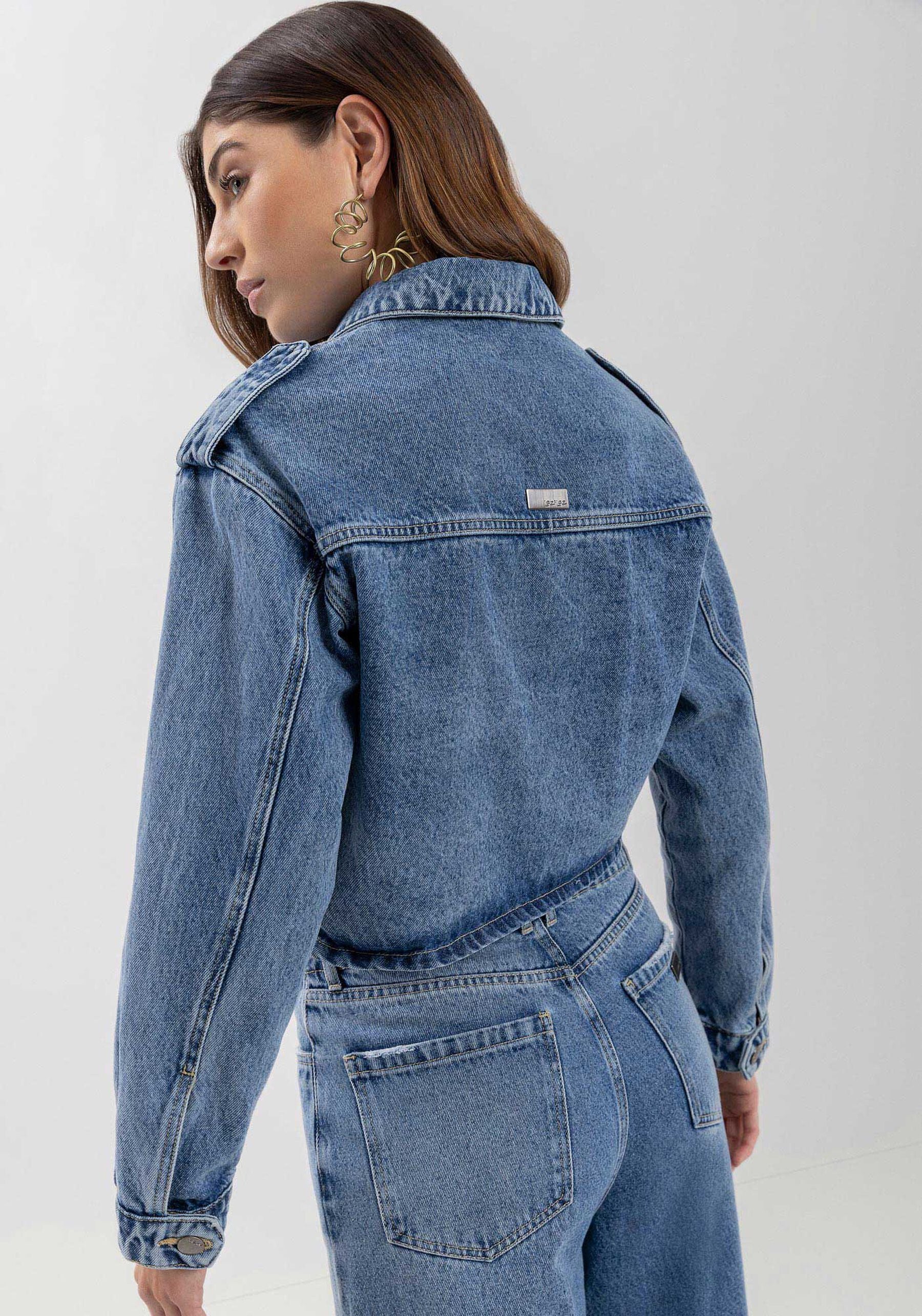 Cropped Jean Jacket with Classic Front Details LEZ A LEZ