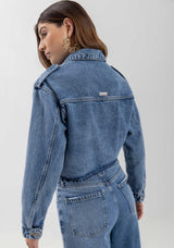 Cropped Jean Jacket with Classic Front Details LEZ A LEZ