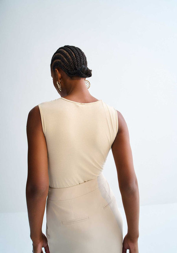 Sleeveless Knit Twist Bodysuit Lez a Lez