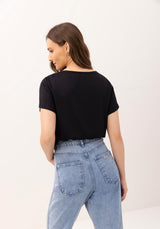 Blusa lisa de manga curta  com brilhantes Lez a Lez
