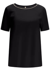 Blusa lisa de manga curta  com brilhantes Lez a Lez