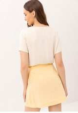 Blusa lisa de manga curta  com brilhantes Lez a Lez