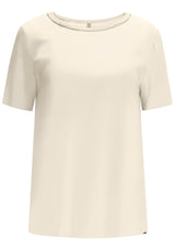 Blusa lisa de manga curta  com brilhantes Lez a Lez