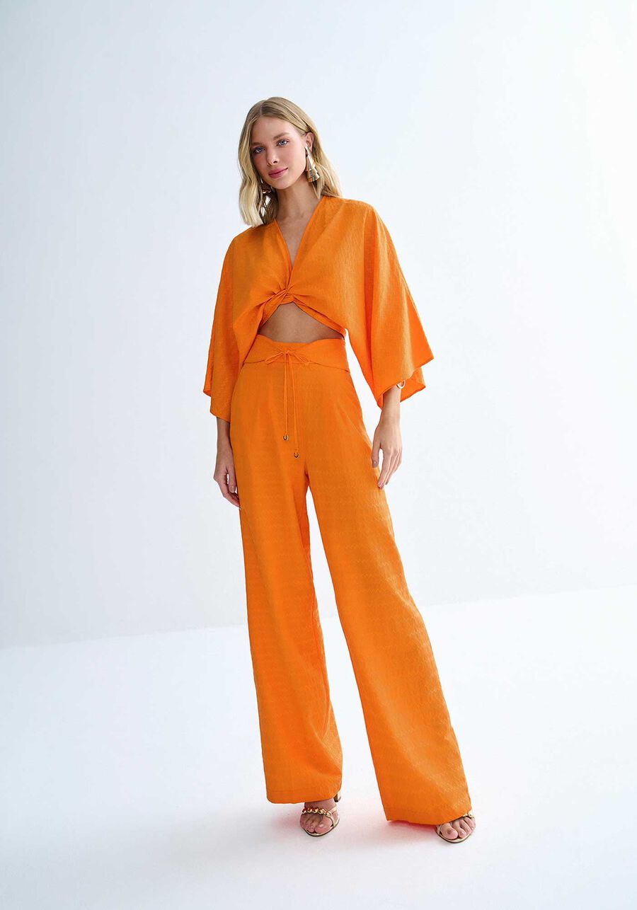 Calça pantalona com amarração no cós Lez a Lez