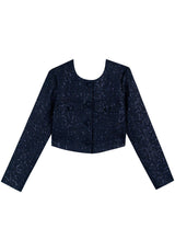 Cropped Tweed Jacket with Lapels and Sequin Embellishments LEZ A LEZ