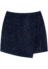 High-Waisted Sequin Tweed Mini Skirt LEZ A LEZ